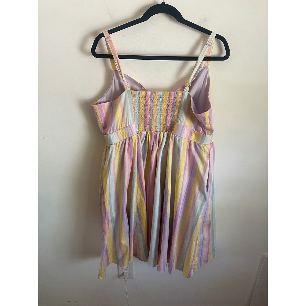 Torrid Pastel Striped Tie Front Sun Dress Womens 1 XL Cotton Smocked Back - Picture 3 of 6